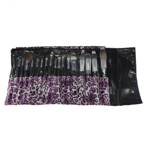 Kit 18 pinceis rosa onça